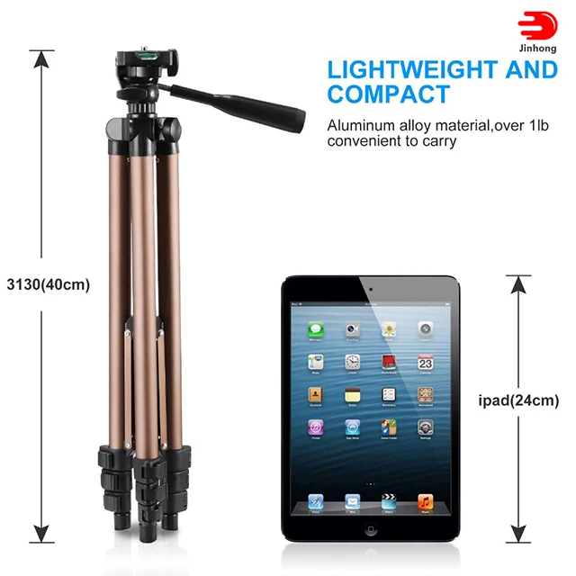 
Factory Derectly Sale Aluminum 360 DSLR Professional Camera Mobile Phone Tripod Stand Trival Trip Outdoor Tripod for Facebook 