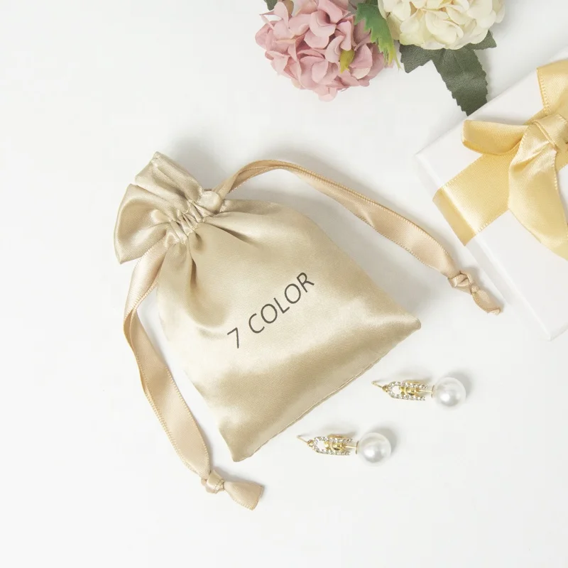 Custom Logo Reusable High End Satin Silk Jewelry Bag Small Satin Pouch Bags