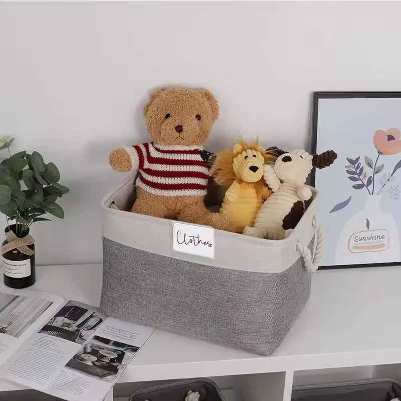 Linen Fabric Foldable Clothes Hamper Washable Clothes Storage Basket with Handle Foldable Laundry Basket With Sorting Cards