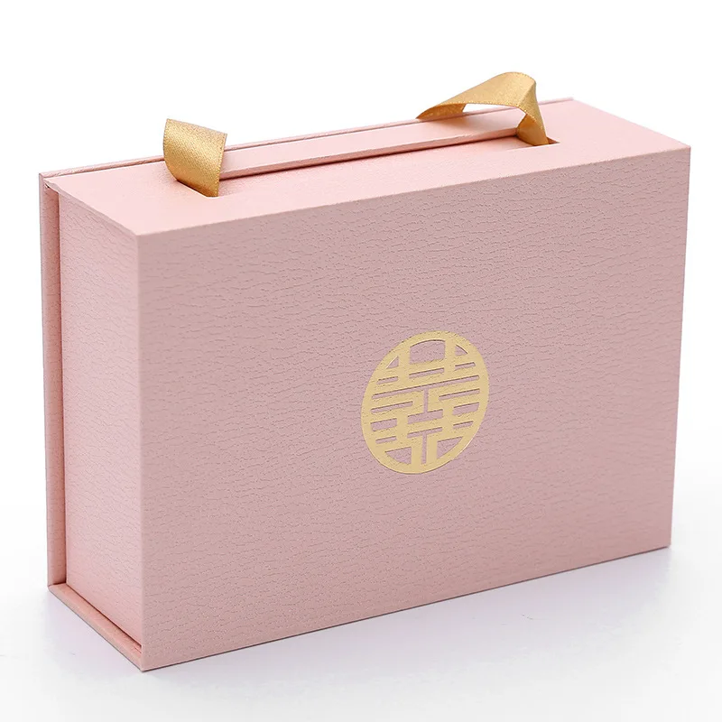 China Suppliers Retail Custom Logo Printed Cosmetic Packaging Boxes Paper Magnetic Gift Box With Ribbon