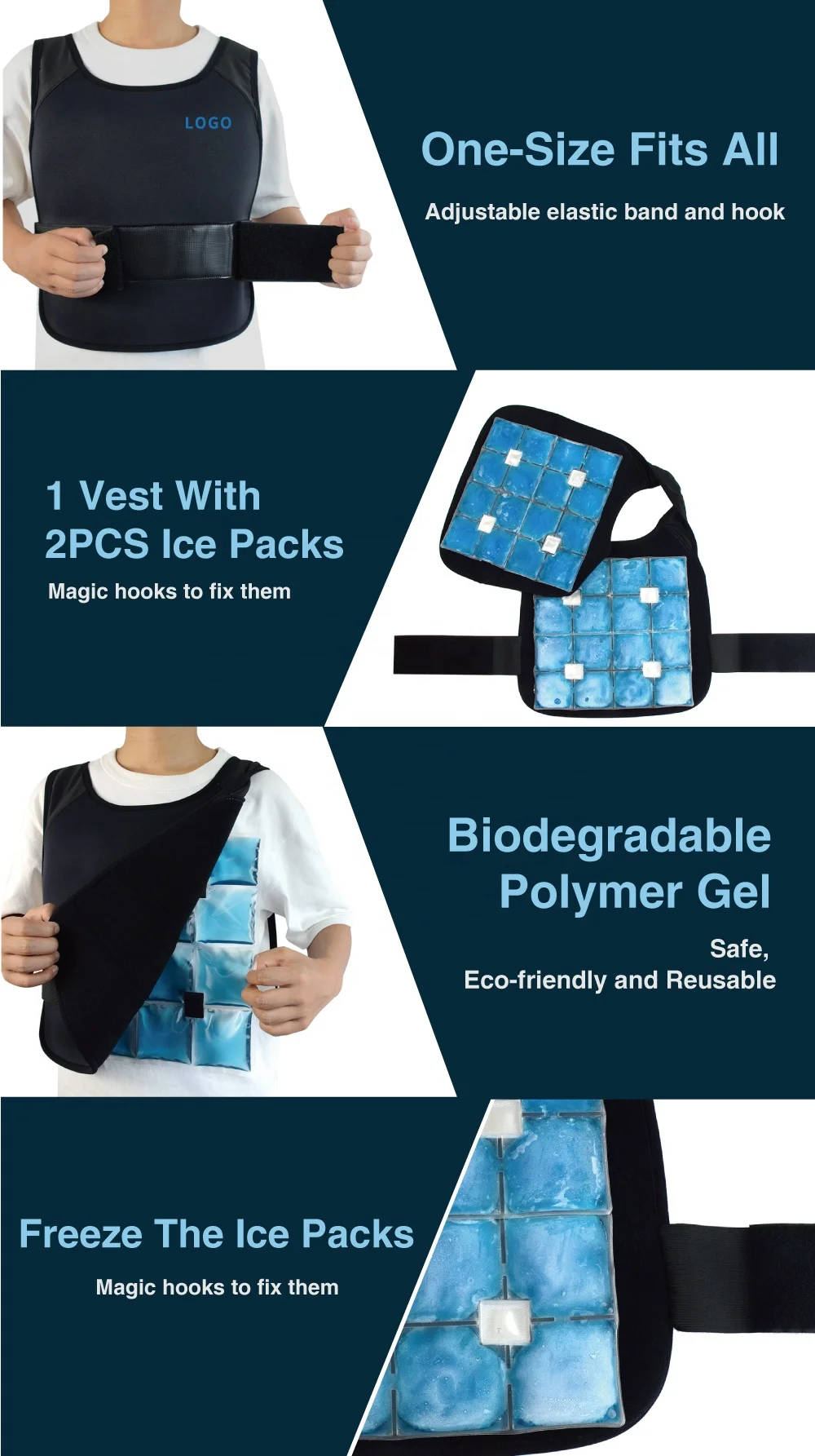 Summer Cooling Vest Ice Pack Physical Hot Cold Gel Pack Therapy Ice Wrap Waistcoat Cold Vest Cool Ice Packs