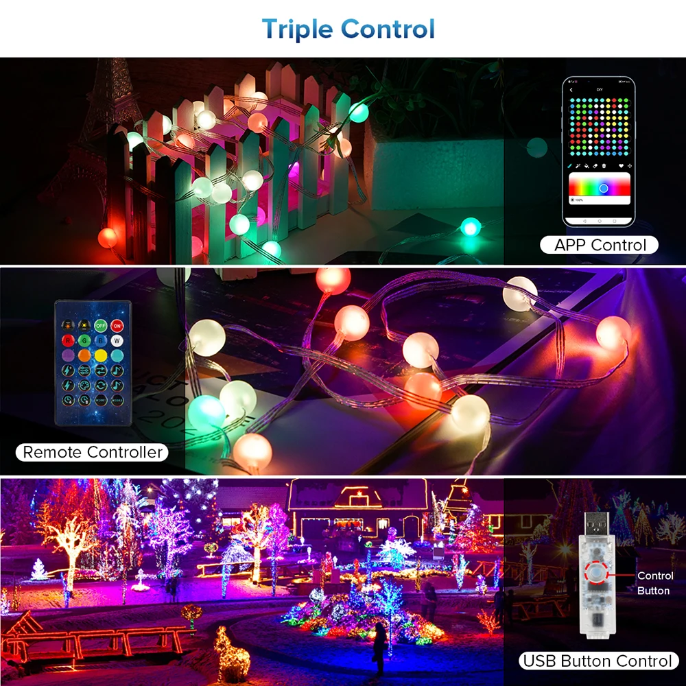 Smart Fairy Pixel String Lights Kit WS2812B 5m 10m USB Bluetooth with Timer and Remote Dream Color RGB Chasing Christmas Light