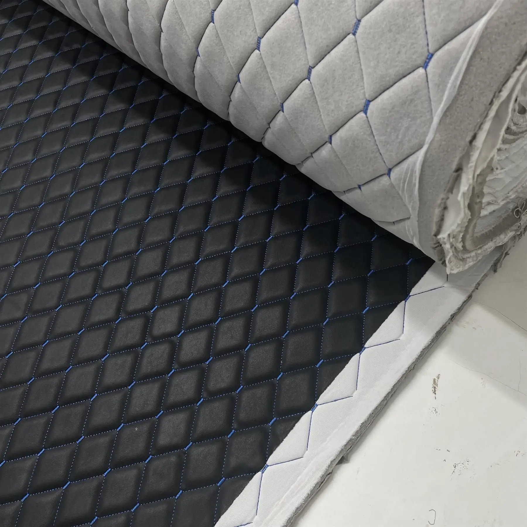 Quilted Sponge Faux Leather Fabric Thick DIY Car Interior Upholstery Material