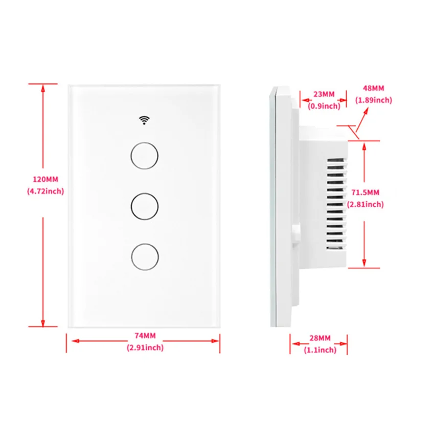 
WiFi smart Wireless Inwall Switch 1/2/3 Gang Smart Switches Time wall switch customized US 