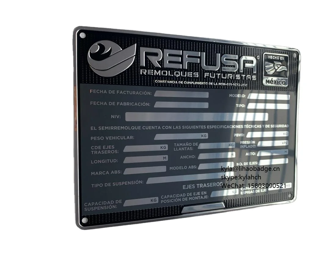 custom VIN plate  aluminum embossed nameplate for trailer