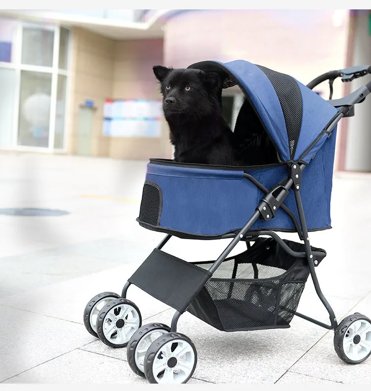 Luxury Pet Travel Stroller 4 Wheels Dog Cat Jogger Small Pet Carrier Cage Pet Trolley Cart Folding Dog Show Stroller Carrier