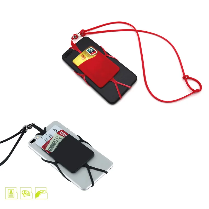 Silicone Mobile Phone Lanyard with Card Pocket Smartphones Neck Phone Holder