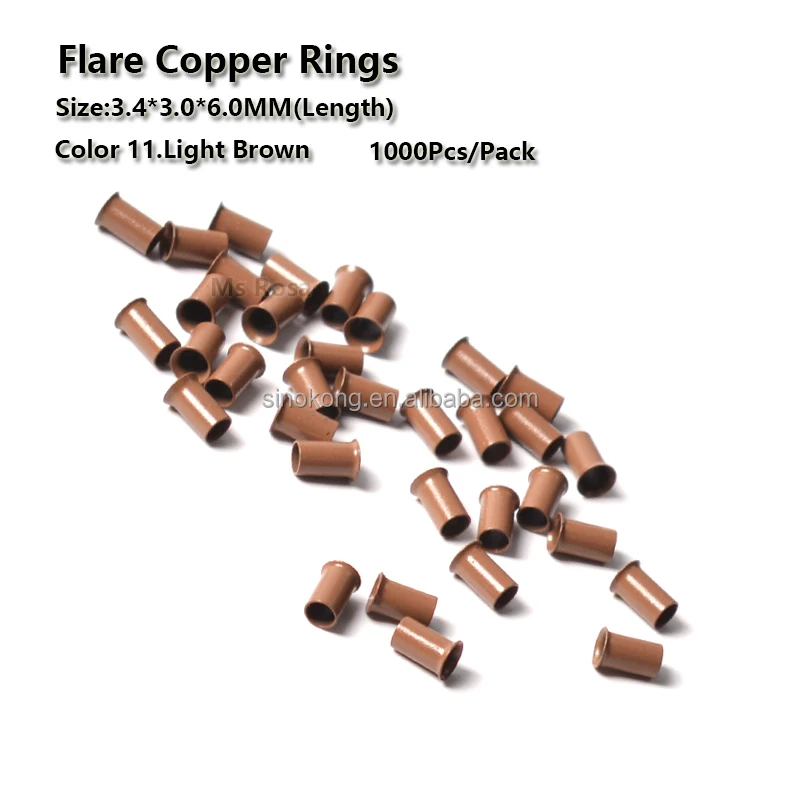 Wholesale 3.4*3.0*6.0mm flare link copper micro ring beads for hair extension accessories