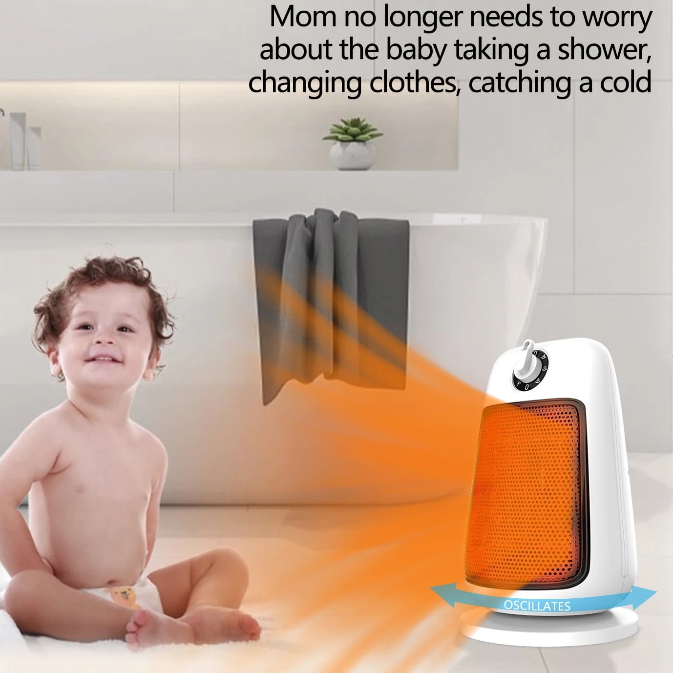 Small Portable Head Swing Timer Ceramic Space Air Hot Fast Heating Smart Home Heater With Handle Knob Control for Winter Bedroom
