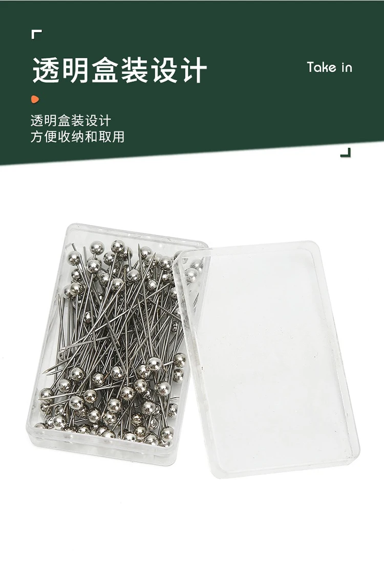 100Pcs/Box 38cm Colorful Round Pearl Head Needles Stitch Straight Push Sewing Pins For Dressmaking DIY Sewing Positioning Tools