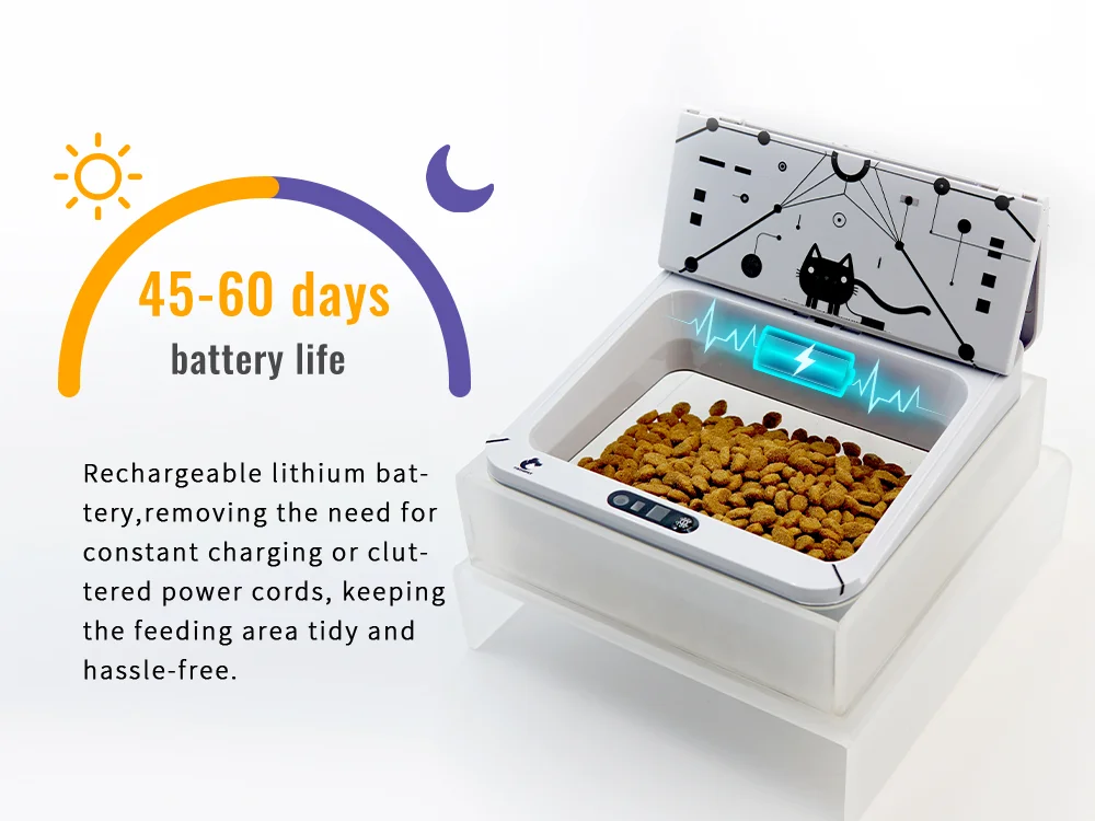 YACHIPET Smart Automatic Pet Feeder with RFID Sensor, Elevated Base, and 650ml Capacity for Wet & Dry Food