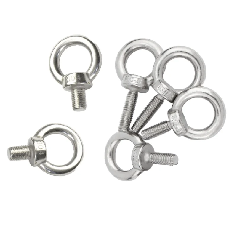 Customized All Sizes High,  quality M8 M10 M12 A4-70 A4-80 carbon steel Stainless Steel Full thread DIN 444 Eye Bolts/