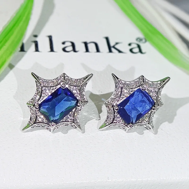 artificial jewellery set necklace gemstone sapphire jewelry set silver