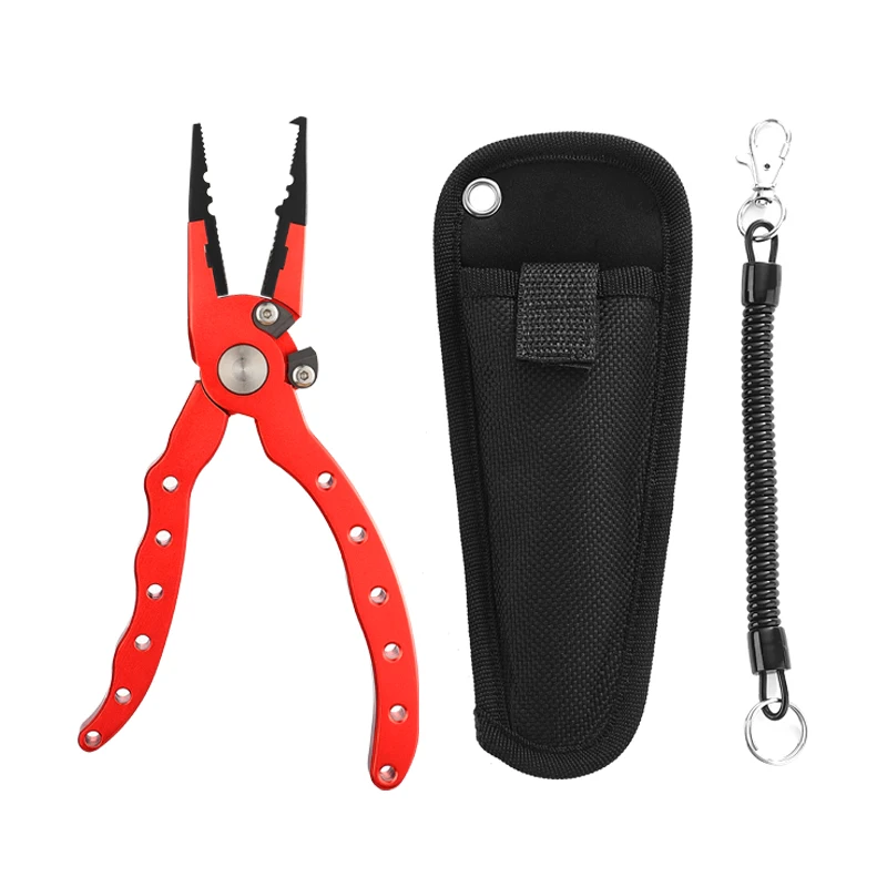 Multifunction Aluminum Fishing Pliers Fishing Hook Removal Remover Split Ring Lure Pliers With Rope