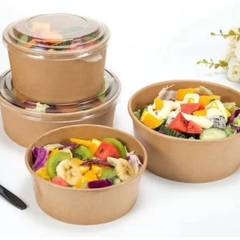 
Custom disposable salad brown kraft paper bowl 
