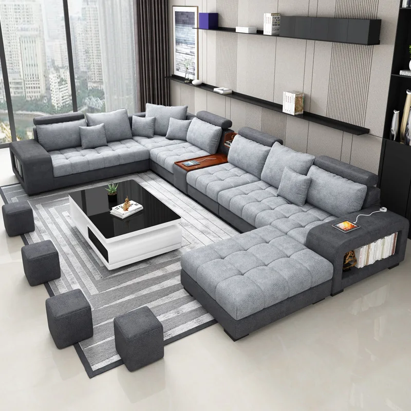 Fabric sofa minimalist modern spring latex living room sofa  set  detachable and washable fabric furniture sofa