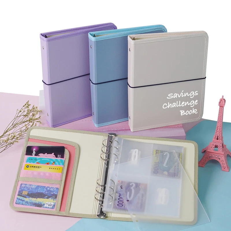 100 envelope savings challenge binder with Reusable Laminated Tracker