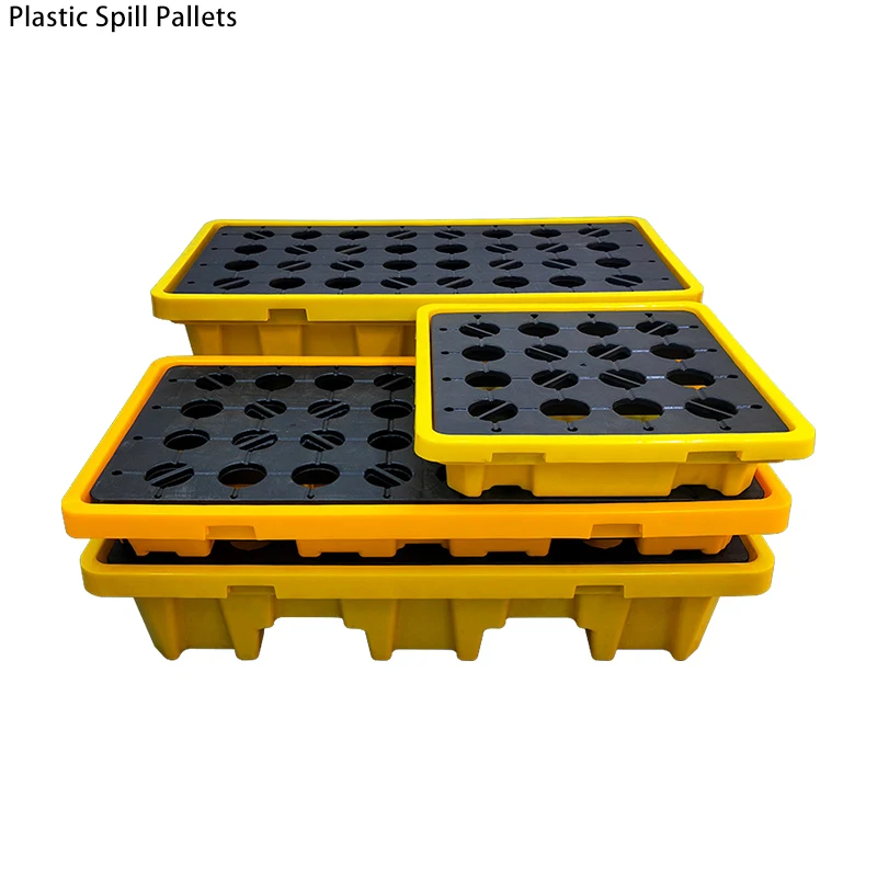 Factory Wholesale Heavy duty 2 Drums Spill plastic pallet for petroleum Industry For Sale Heavy Duty Oil Use Spill Pallet