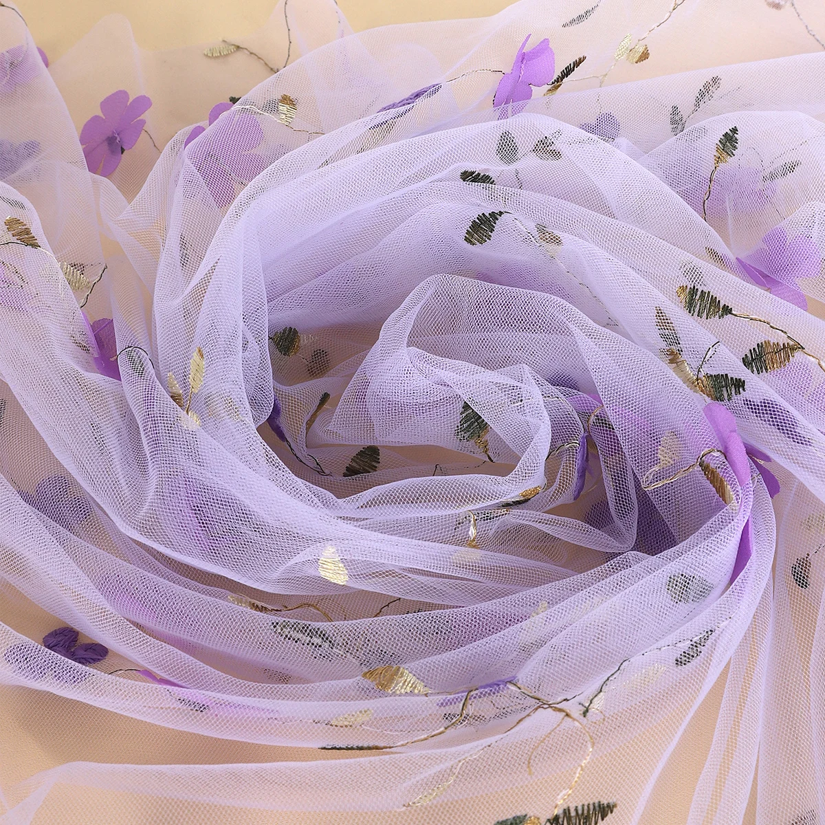 Hot Sale 90*150cm Diy Handmade Shabby Wedding 3D Flower Embroidered Mesh Lace Fabric for Dress Sewing Supplies Crafts