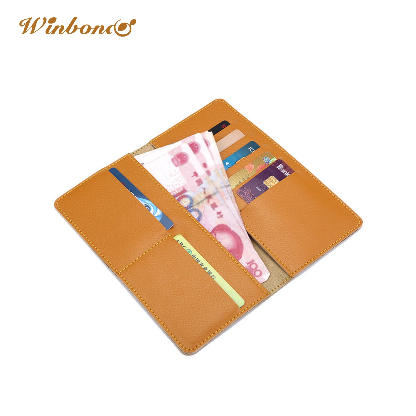 Factory Direct Business Card Holder Genuine Leather Brown Wallet Cash Envelope Shaped Leather Wallet