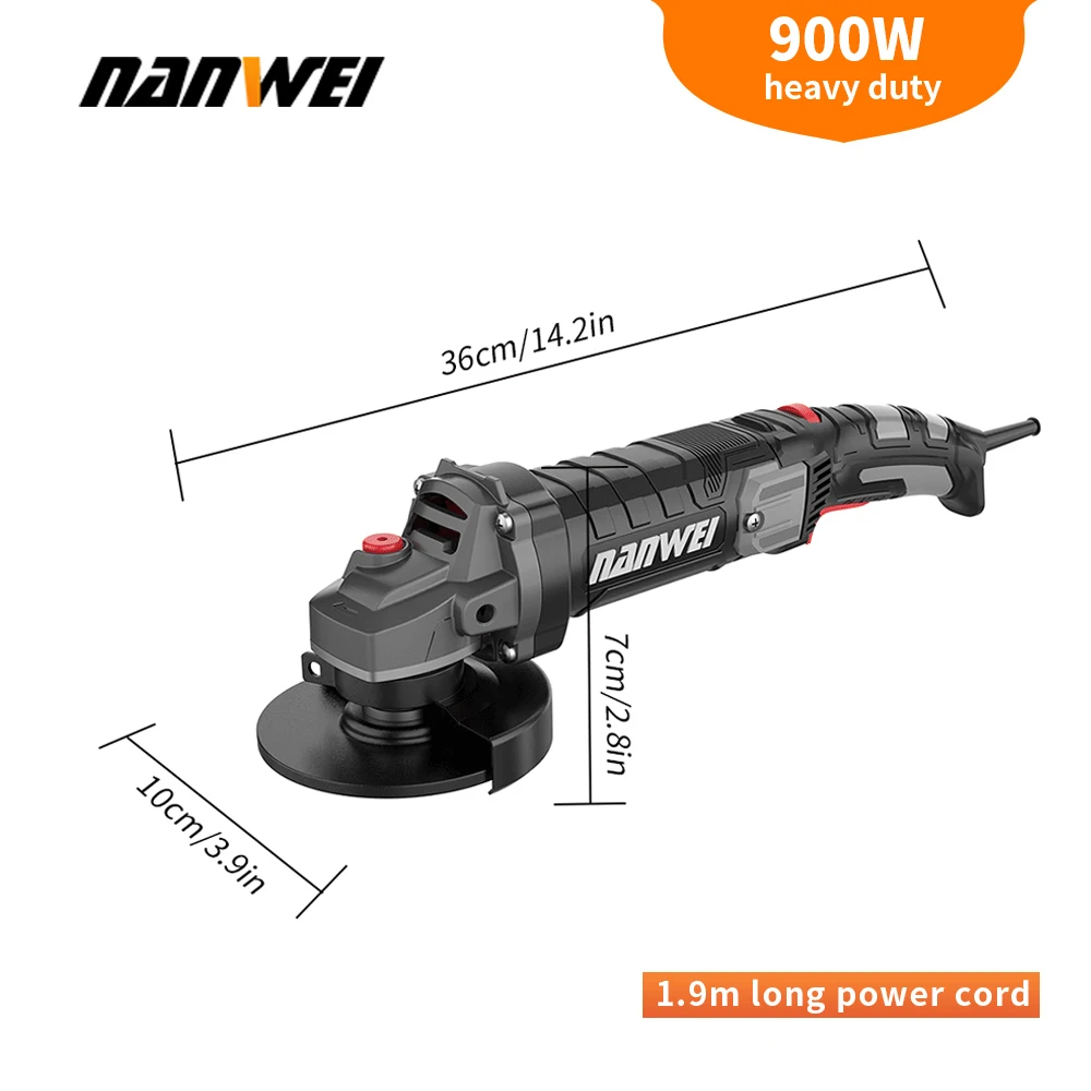 NANWEI Cordless Brushless Angle Grinder M10 7500rpm Max. Variable Cutting Polishing Power Tool 20v Battery Trigger Wood Saw