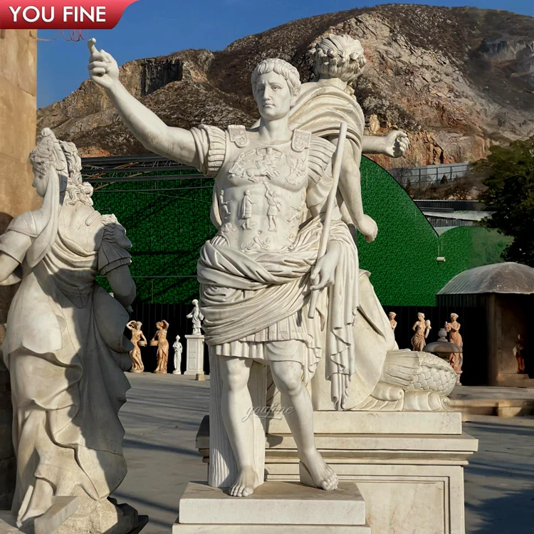Garden White Marble Statue Caesar Sculpture for Outdoor Decor
