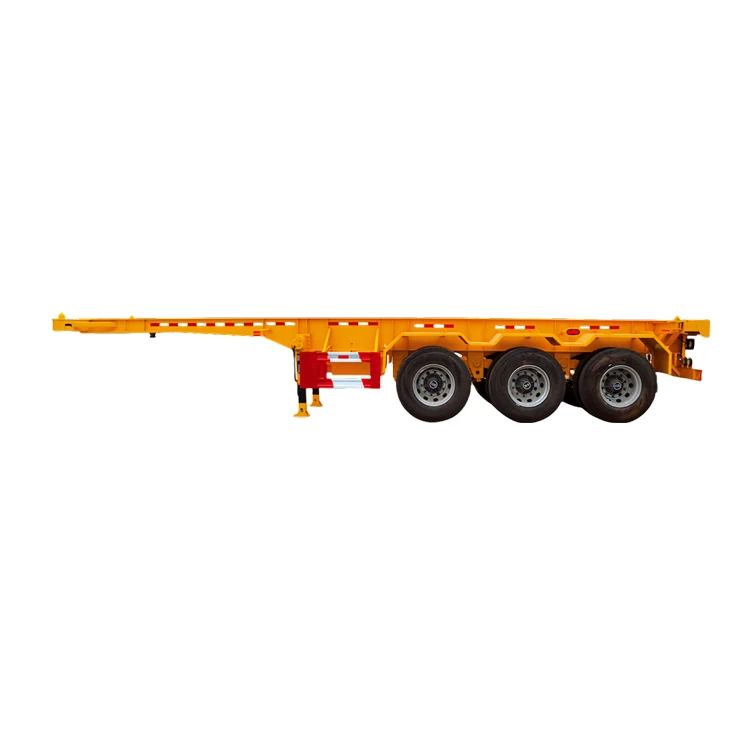 High Quality Flatbed Container Semi Trailer 3 Axles 40 To 70ton 40 Feet Cargo Container Transport Trailer