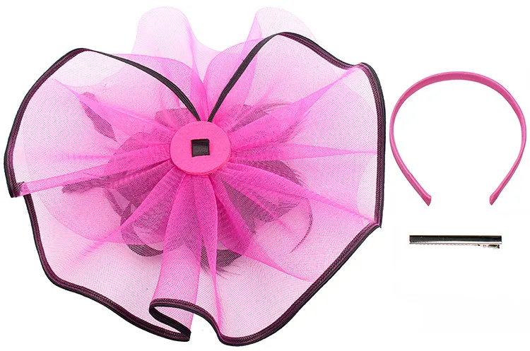 Women fascinators halloween hairband headband fuchsia big base flower fascinators for church wedding party