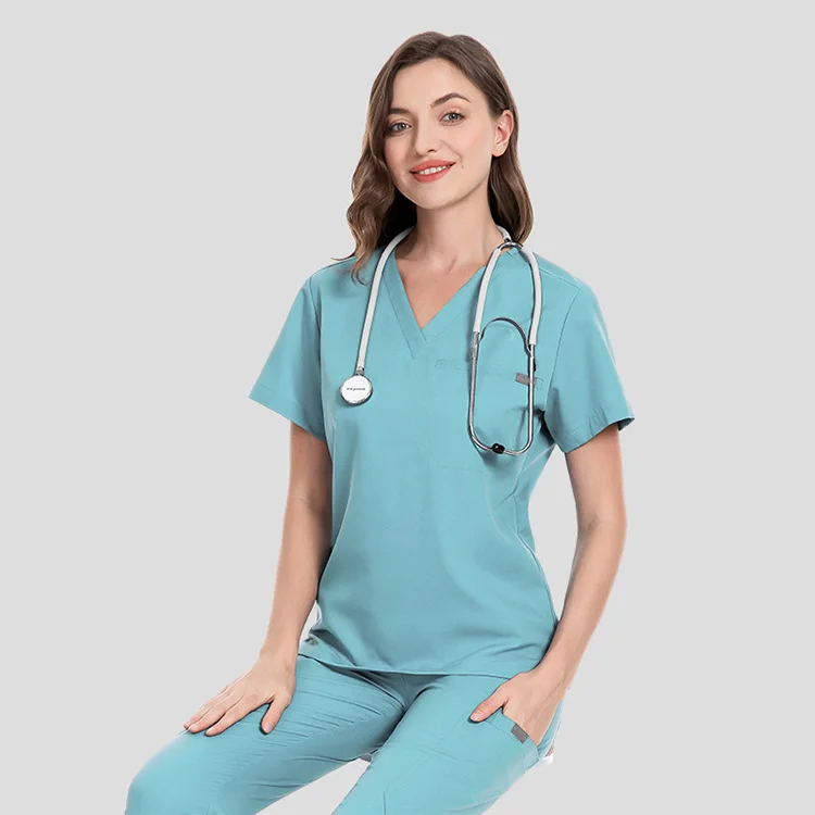 Popular Fitted Nurse Uniforms Short Custom Female Polycotton Medical Nurse Uniform Scrub Set Pants Uniforms Sets