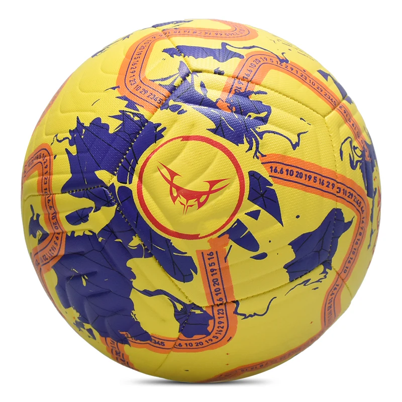 Match Design Yellow and Purple Color Size 5 Official Pu Thermal Bonded Football With Professional Quality