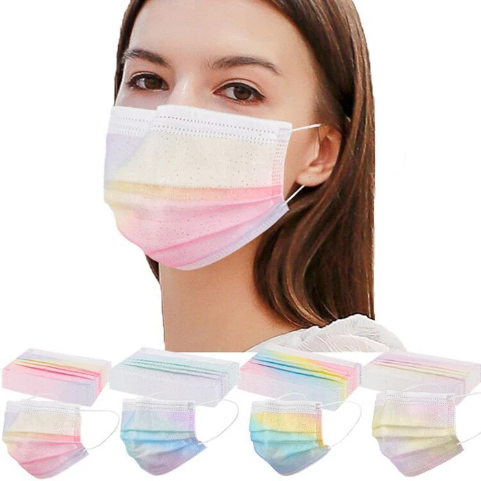 Rainbow Mesh Disposable Cold Face Maskss Summer Sun Maskss Dust Gradient Face Maskss