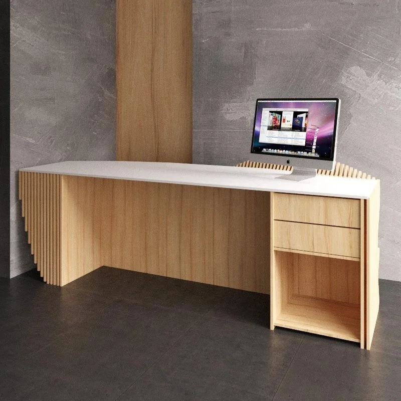Parametric furniture design and productioncustomized wooden front desk reception counter