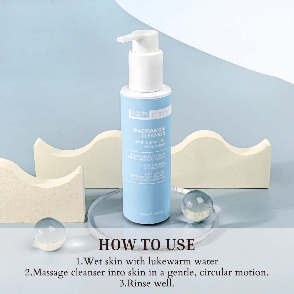 OEM Hyaluronic Acid Aloe Niacinamide Anti-Aging Face Wash Balanced Foaming Cleanser for Pores and oily skin