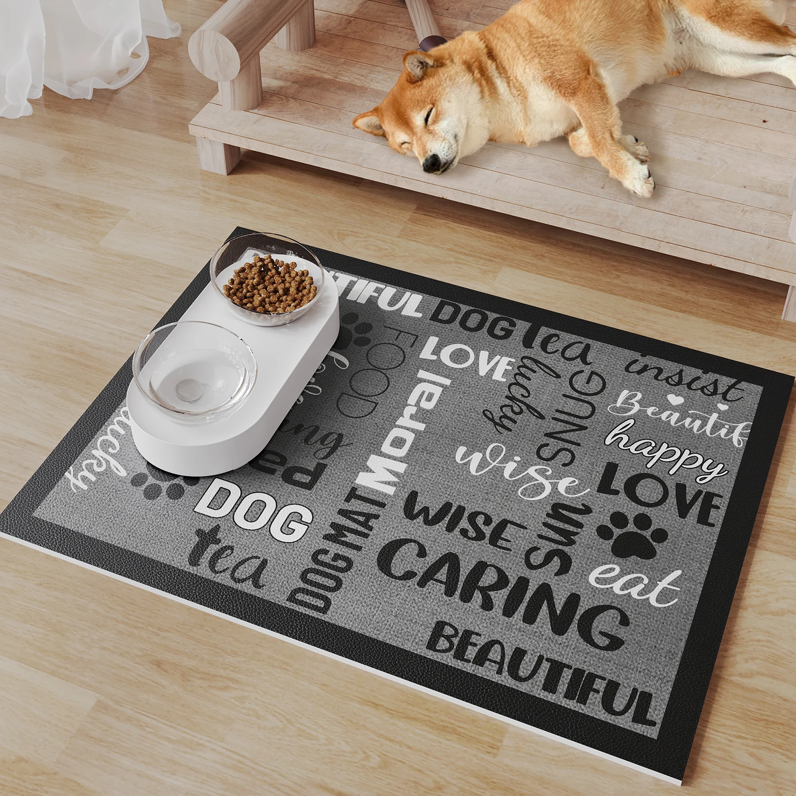 Custom Anti-Slip pet friendly Waterproof Training Pad PU leather floor bed sleeping cooling Pet Bowl Feeding dog cage kennel mat