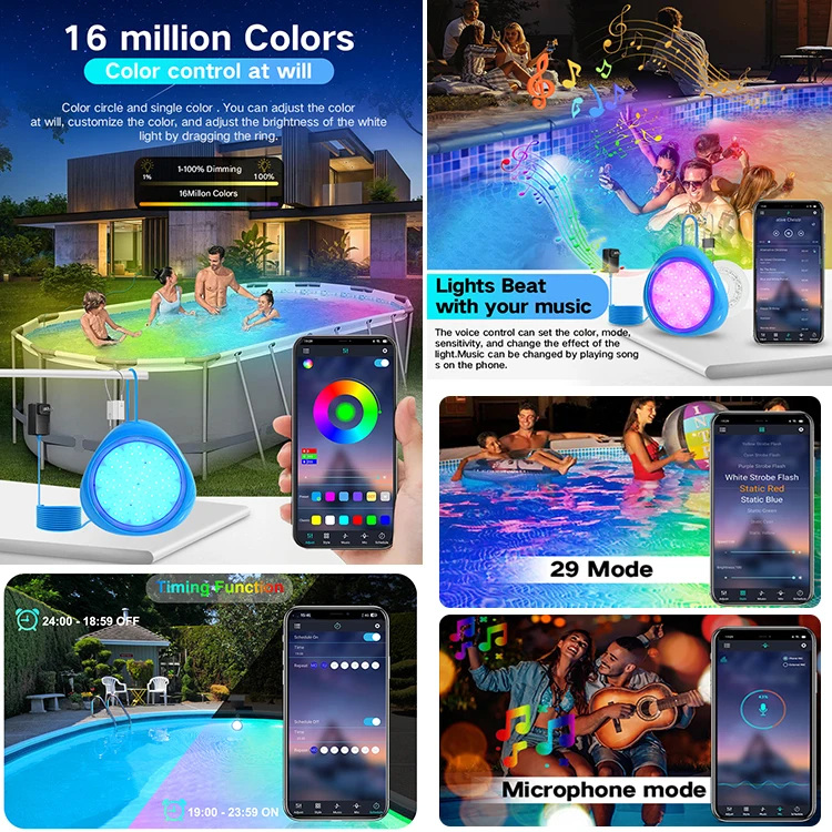 20 Вт светодиодный светильник для бассейна 12 В Ip68 водонепроницаемый Rgb многоцветный меняющийся настенный подводный пруда