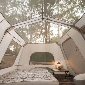 Automatic tent Outdoor camping two rooms one hall large foyer comes with three color atmosphere lights roof ridge tent