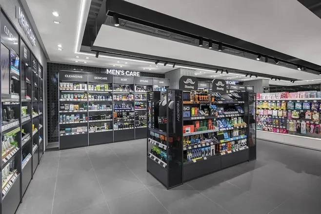 Shopping mall uses special custom made LED light acrylic cosmetic display showcase with makeup mirror