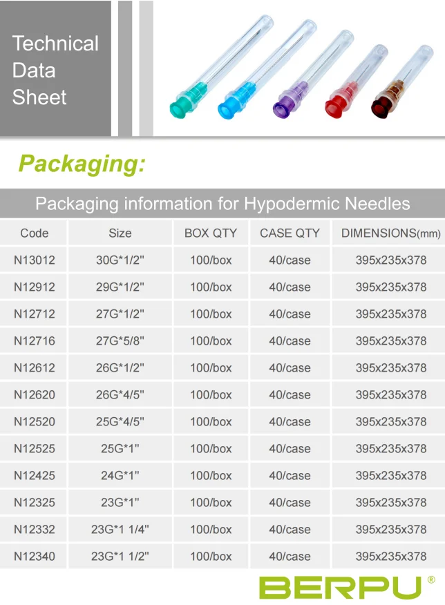 Berpu made Disposable Hypodermic Needles 15G 16G 17G 18G Hypodermic Needle injection needle for Precise and Comfortable Dosing
