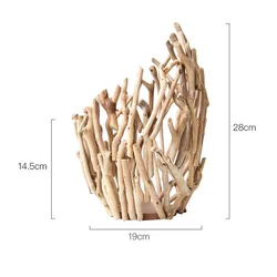 Handwork Natural Driftwood Wooden Decoration Vase with Hydroponics Glass Vase For Home Decor