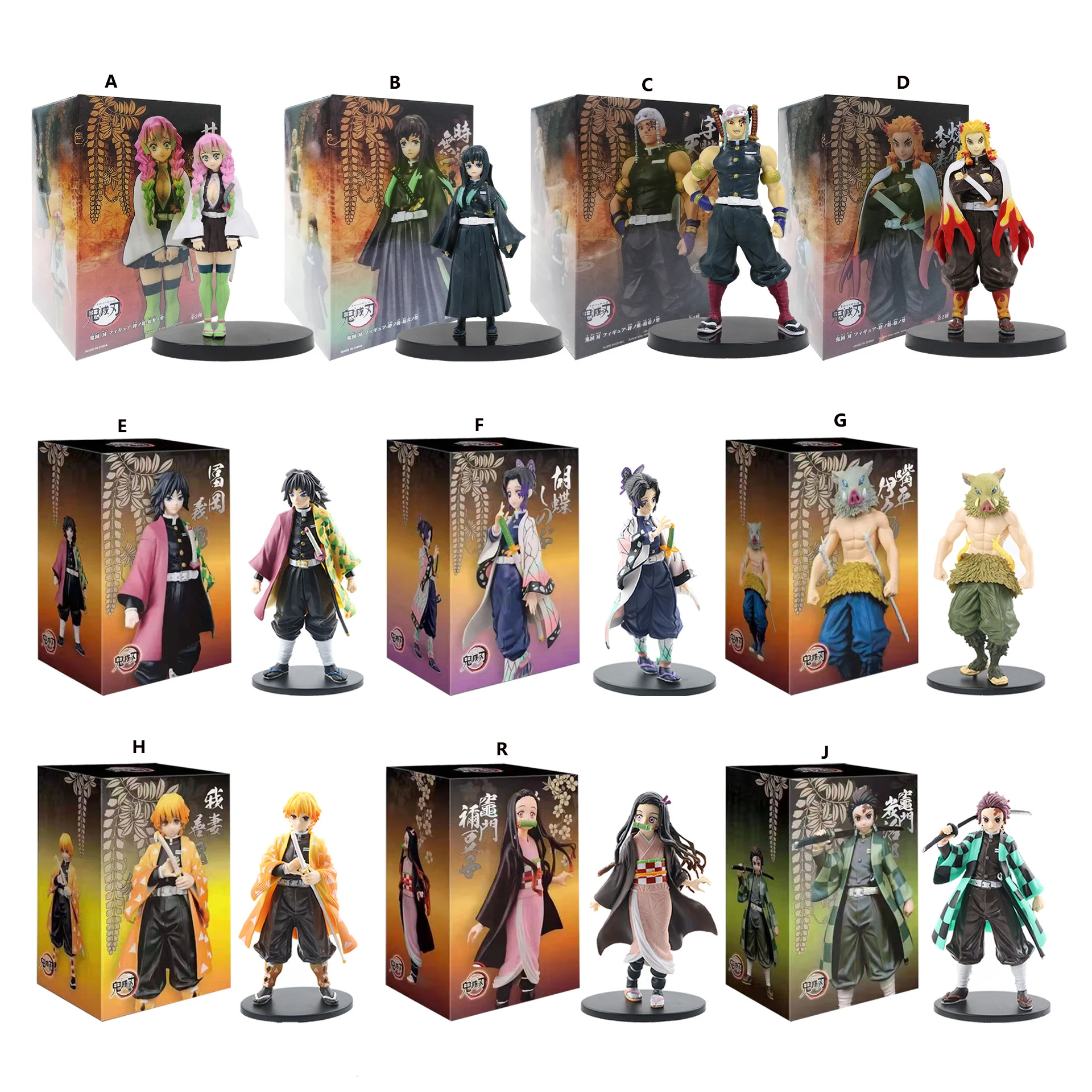 10 styles Hot-selling Anime Demon Slayer Character Model Decoration Collection Toy Blind Box Action Figure