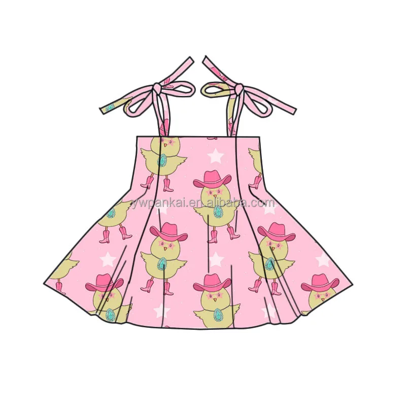 Newest Summer Kids Puff Sleeve Birthday Dress Floral Pattern Elastic Waist Little Girl Frock Design Skirt