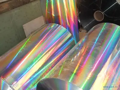 Royal Glory BOPP Laser Colorful Iridescent Metalized Holographic Film Roll For Packaging Lamination