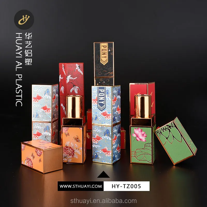 
Private Label long lasting hollow carving retro lipstick tube custom empty packaging lipstick tube 