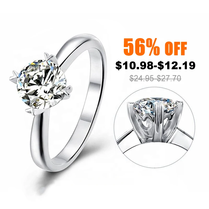 Drop Shipping Four Claw Moissan Stone Ring 1 Carat Love Silver 925 Jewelry Moissanite Diamond Women Engagement Rings
