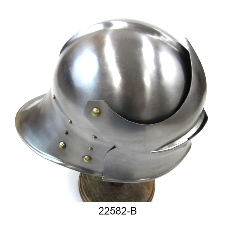 Cast Iron German Sallet Armor Helmet Silver Plated Ancient War Warriors Helmet Medieval Armor Helmet for Decoration