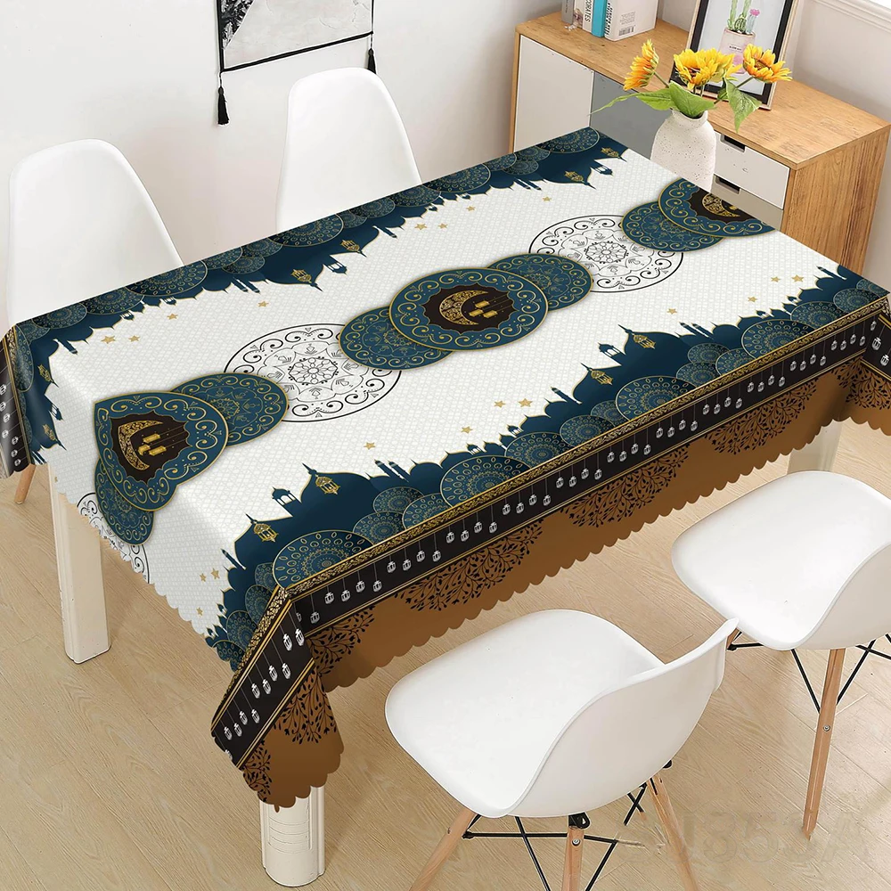 Yiwu Factory Wholesale Waterproof Ramadan Designs Non woven Fabric PVC Tablecloths Roll