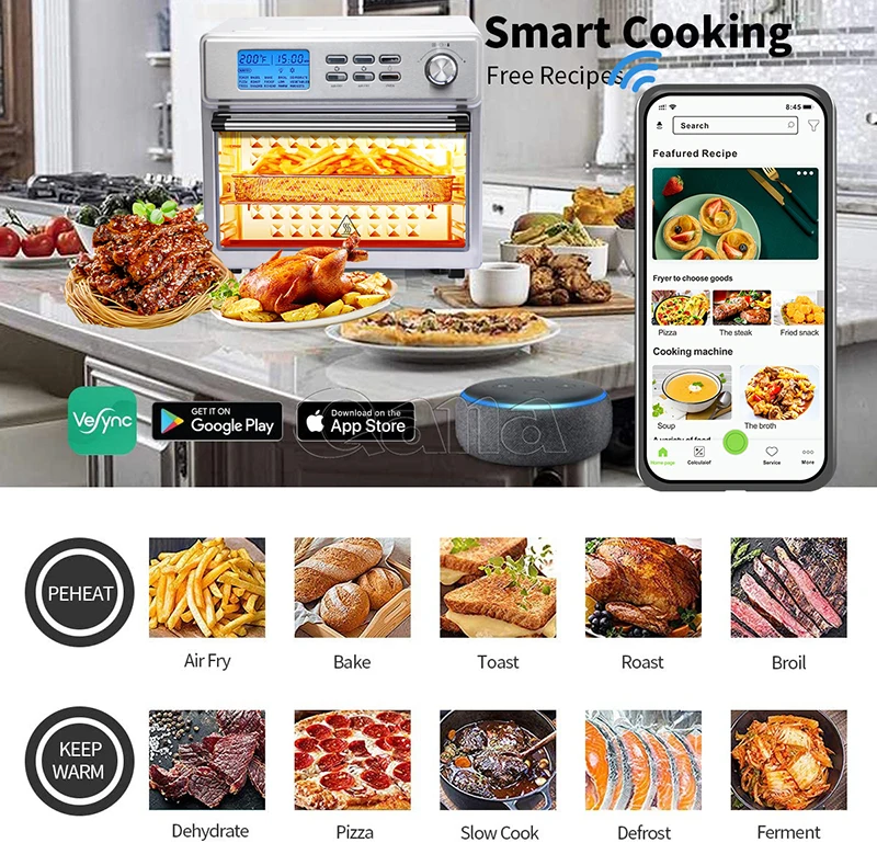 QANA Factory Wholesale OEM food processors tefal Electric Deep Fryer Smart Intelligent Smokeless Air Fryer OVEN horno para pan