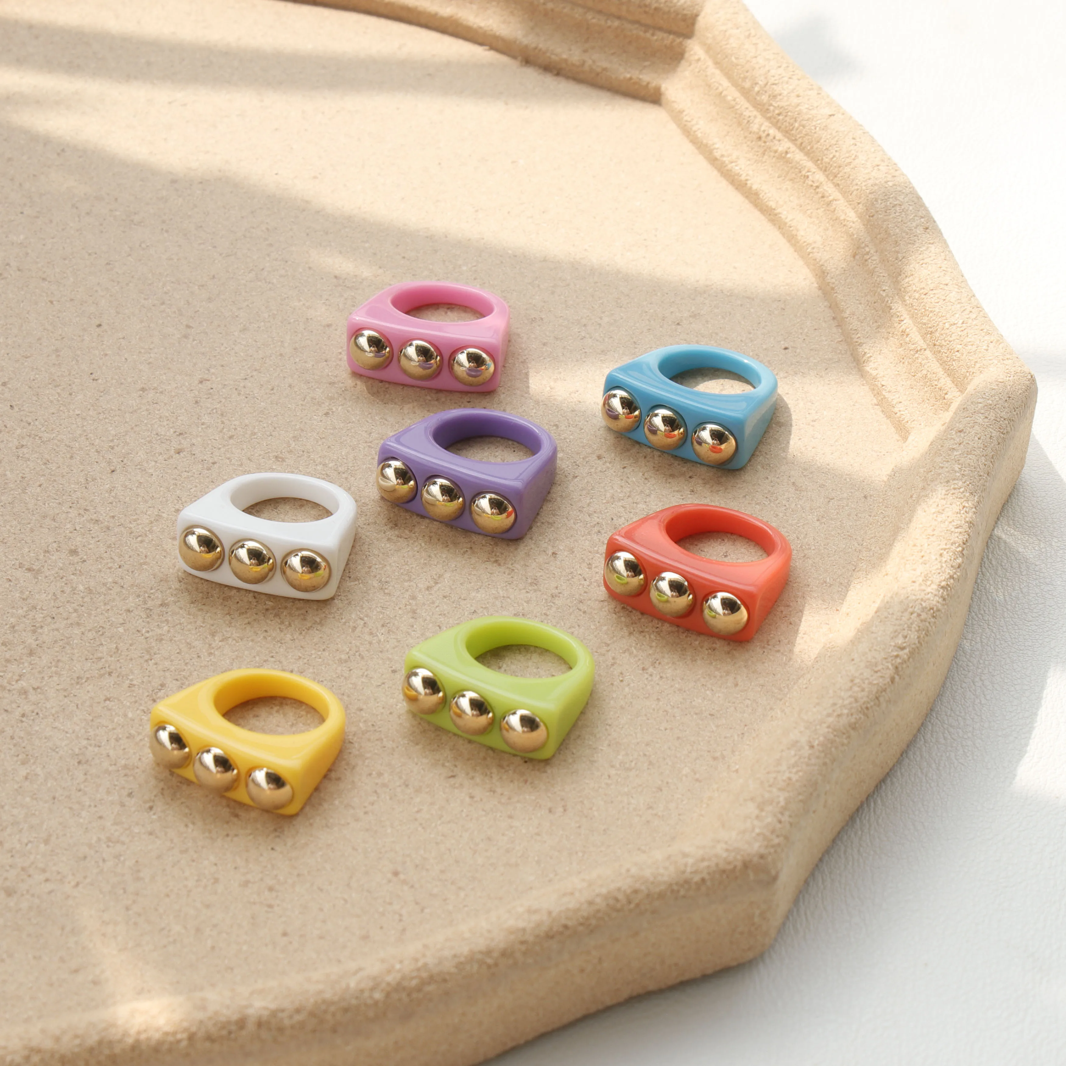 JUHU 2021 Instagram модное акриловое кольцо для женщин простое поп-арт красочное кольцо из смолы ювелирные изделия оптом смолы акриловые поп-кольца