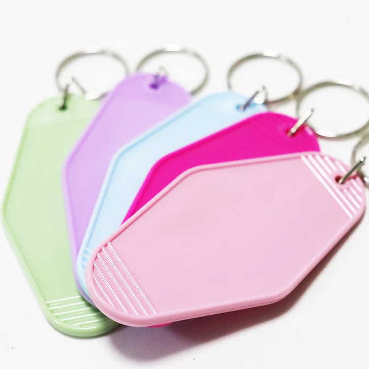 Kofei Custom Blank Hotel Key Chain Motel Key Tag Plastic Keychain Blank Purple Pink Green Color