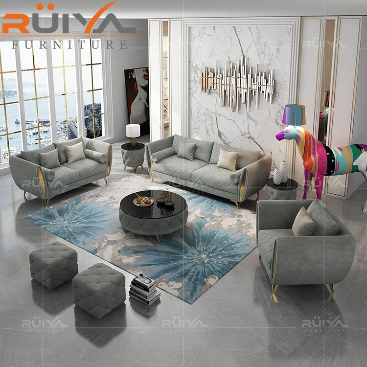 High luxury living room furniture  orange velvet Sofa chesterfield sofa set designs 1 2 3